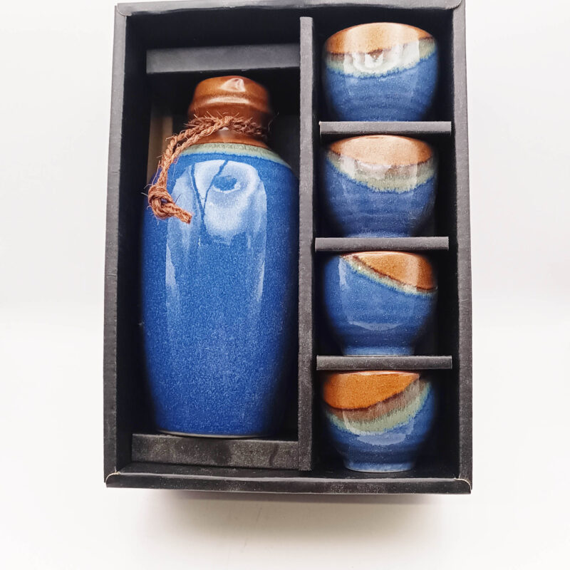 Ensemble sake bleu brun 500ml